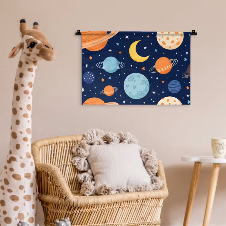Ruimte - Planeten - Kleurrijk Wandkleed katoen klein -wsfeer5_kind