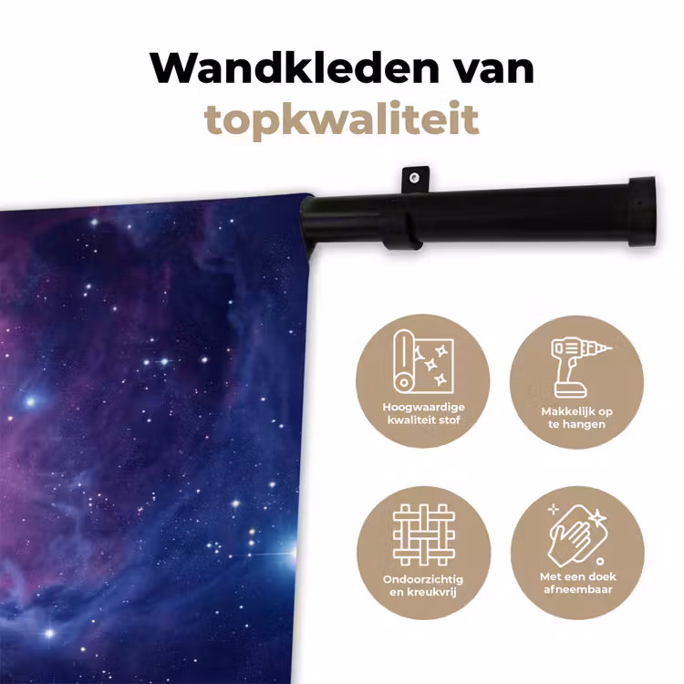 Ruimte - Sterren - Kleurrijk Wandkleed katoen klein -sfeer2