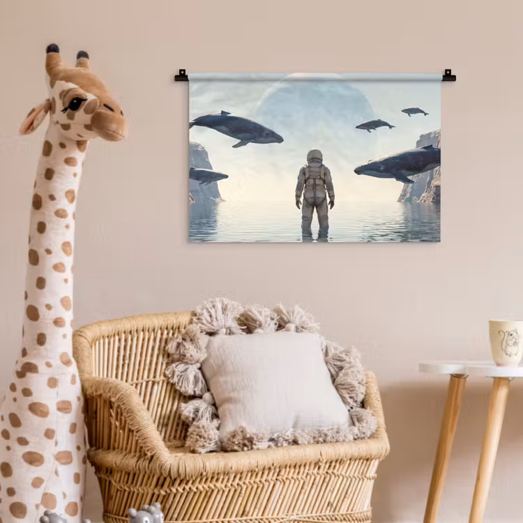 Wandkleed - Ruimtevaarder - Walvis - Fantasie - Ruimtevaarder - Walvis - Fantasie Wandkleed katoen klein