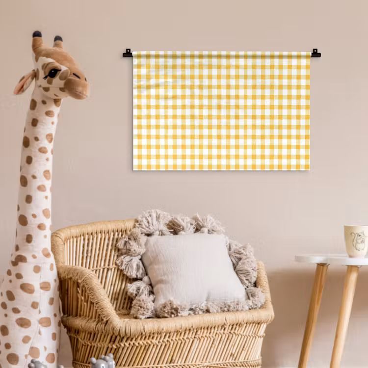Ruit - Gingham - Klassiek - Geel en Wit Wandkleed katoen klein 269 -wsfeer5_kind