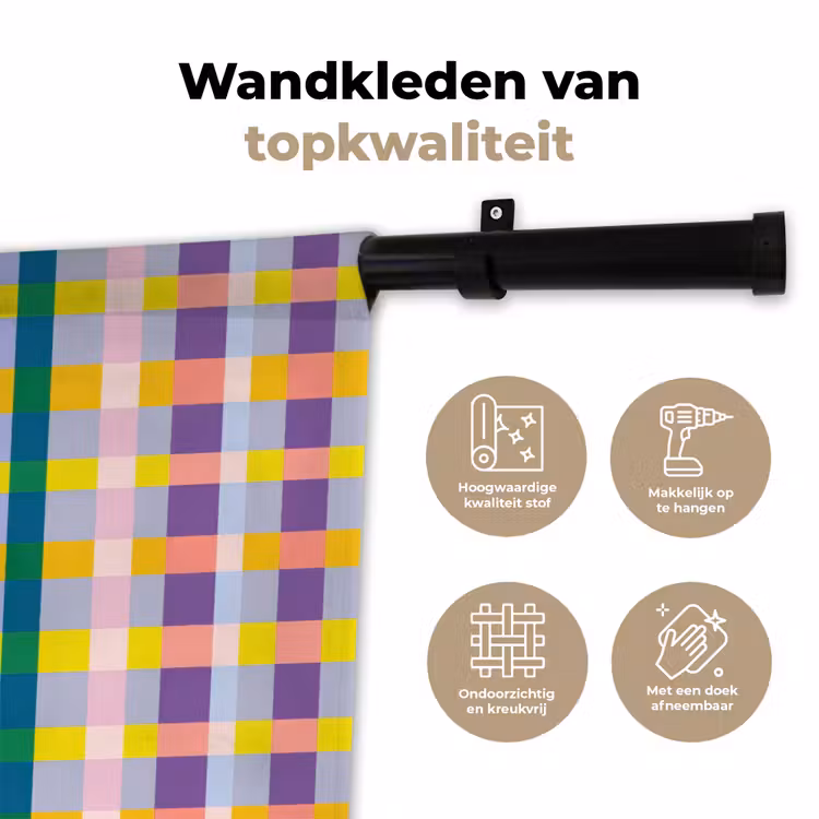 Ruit - Patroon - Kleurrijk Wandkleed katoen klein 269 -sfeer2