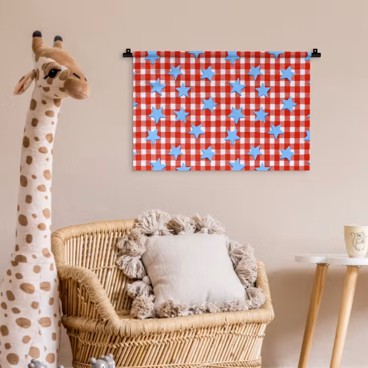 Ruit - Sterren - Rood Wandkleed katoen klein 269 -wsfeer5_kind