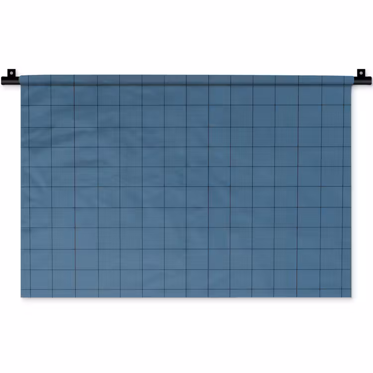 Ruiten - Geometrisch - Blauw Wandkleed katoen klein 269 -zz3d