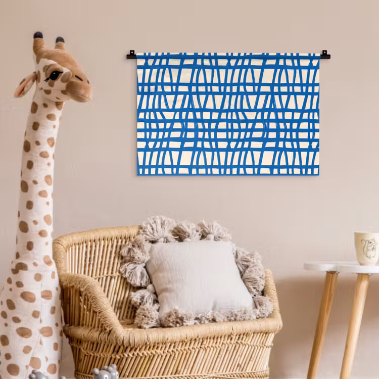 Ruitpatroon - Blauw - Crème Wandkleed katoen klein 269 -wsfeer5_kind