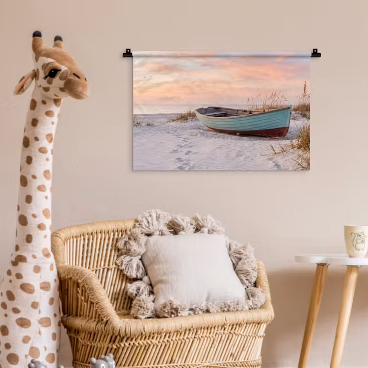 Rustiek - Roeiboot - Zandstrand Wandkleed katoen klein -wsfeer5_kind