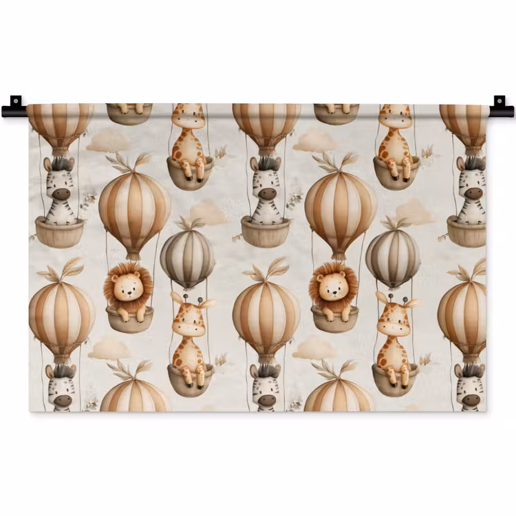 Safari - Luchtballonen - Taupe Wandkleed katoen klein 269 -zz3d