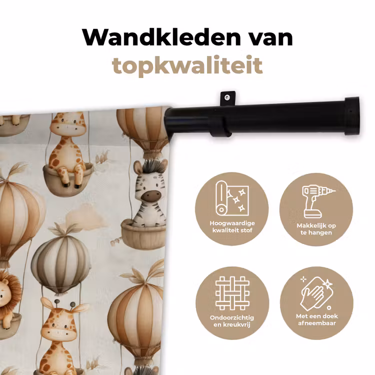 Safari - Luchtballonen - Taupe Wandkleed katoen klein 269 -sfeer2