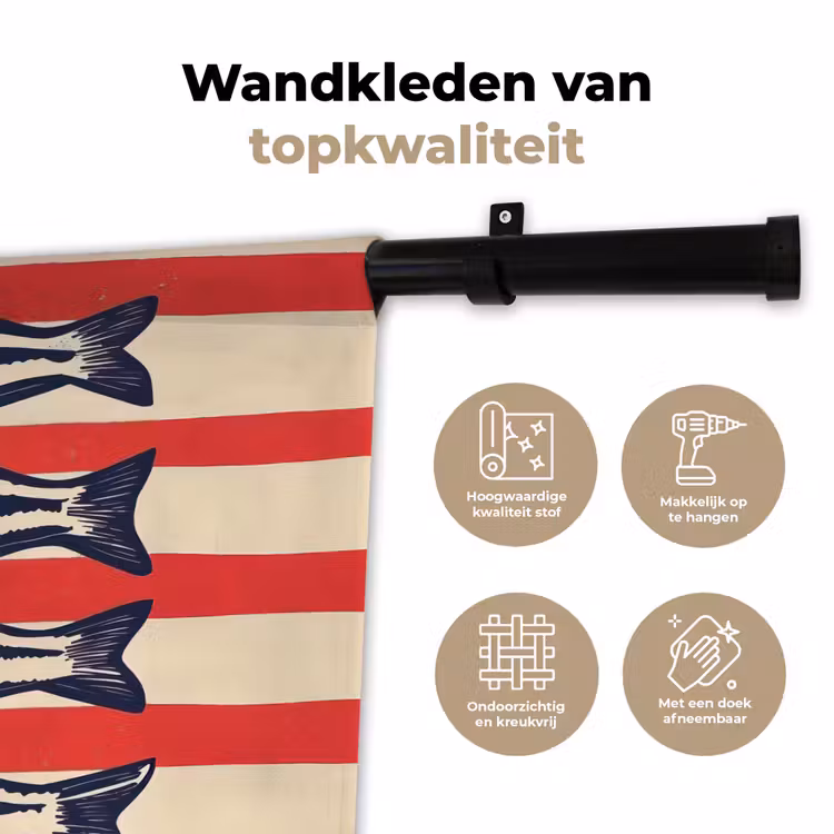 Sardines - Rood en beige strepen Wandkleed katoen klein -sfeer2