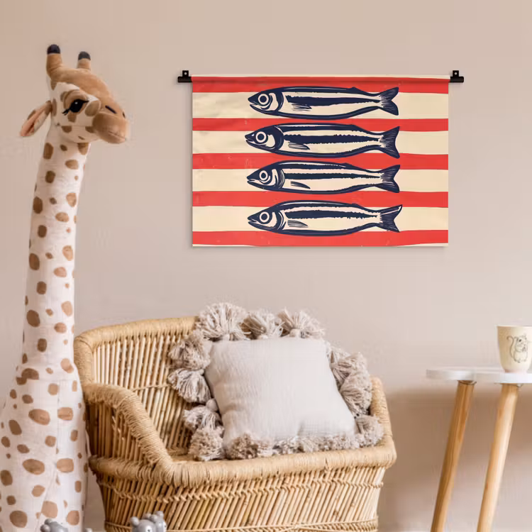 Sardines - Rood en beige strepen Wandkleed katoen klein -wsfeer5_kind