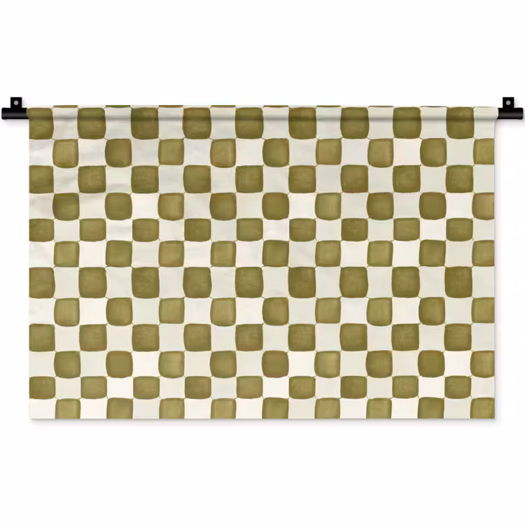 Schaak - Patroon - Groen Wandkleed katoen klein 269 -zz3d