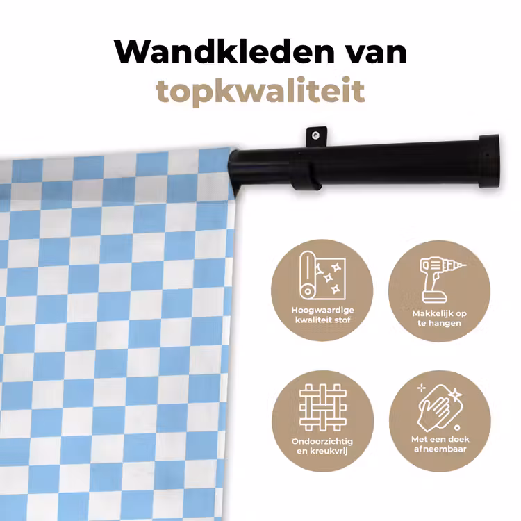 Schaakbord - Klassiek - Blauw Wandkleed katoen klein 269 -sfeer2