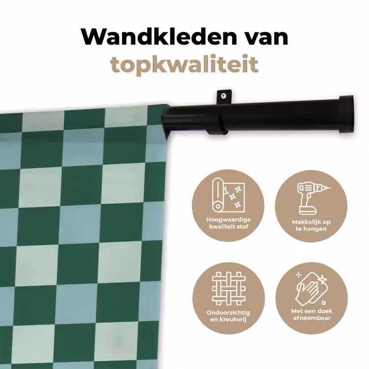 Schaakbord - Klassiek - Groen Wandkleed katoen klein 269 -sfeer2