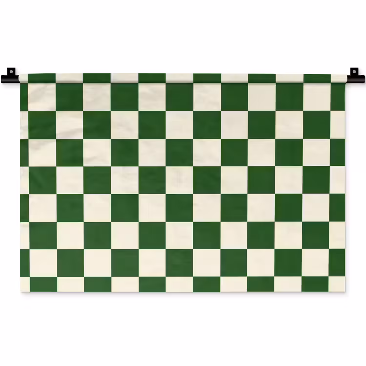 Schaakbord - Patroon - Groen Wandkleed katoen klein 269 -zz3d