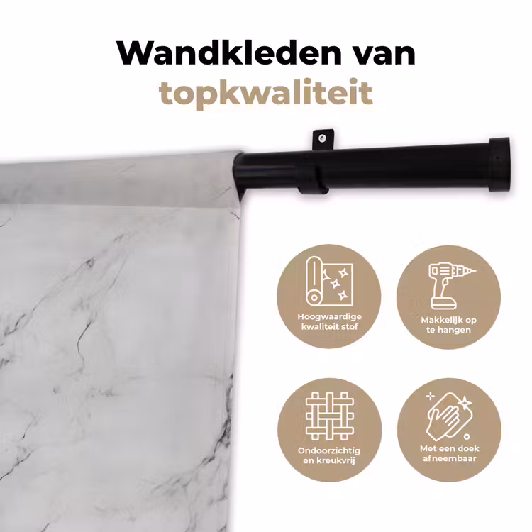Schaakstuk - Koning - Zwart - Marmer Wandkleed katoen klein -sfeer2