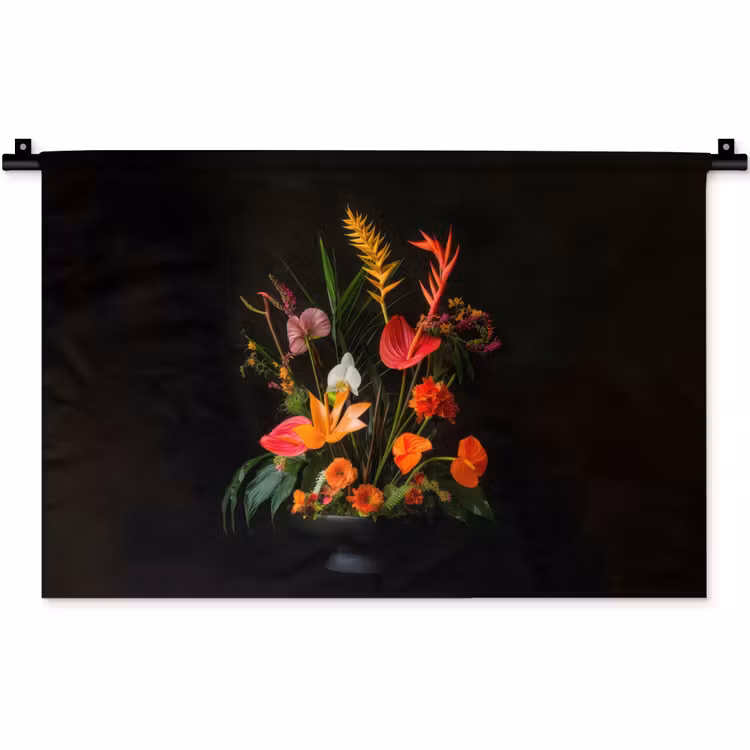 Schaal - Boeket - Bloemen Wandkleed katoen klein -zz3d