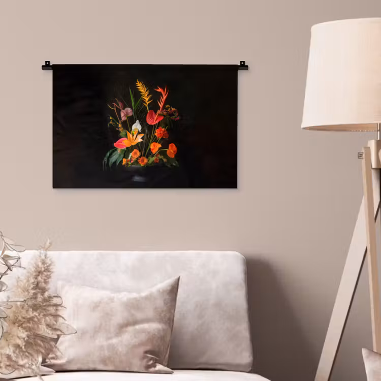 Schaal - Boeket - Bloemen Wandkleed katoen klein -sfeer4