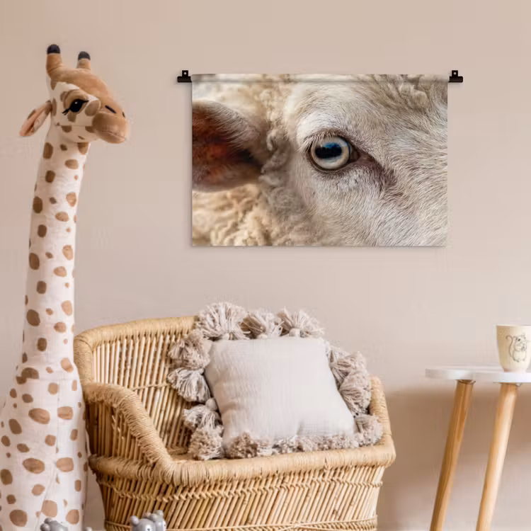 Schaap - Oog - Wit Wandkleed katoen klein -wsfeer5_kind