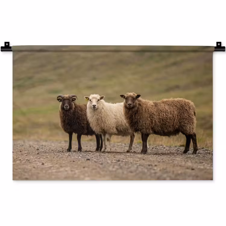 Schapen - Bruin - Wit - Grindpad Wandkleed katoen klein -zz3d