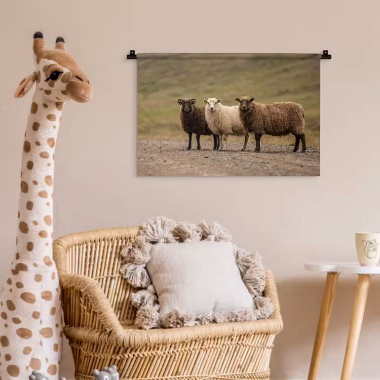 Schapen - Bruin - Wit - Grindpad Wandkleed katoen klein -wsfeer5_kind