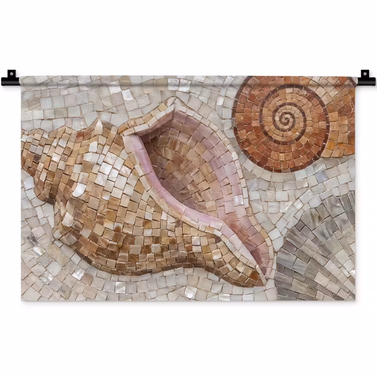 Schelp - Mozaïek - Zee - Beige - Modern Wandkleed katoen klein -zz3d