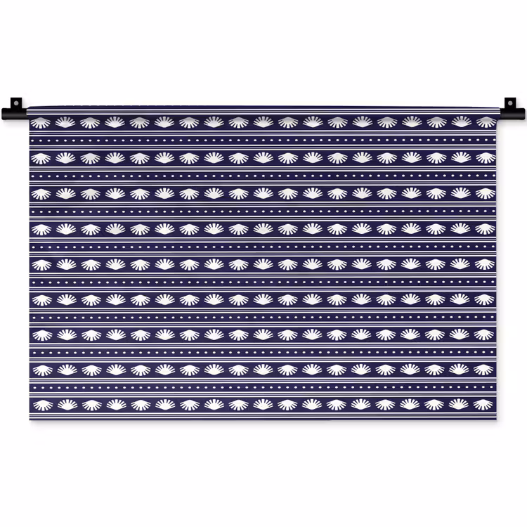 Schelp - Nautisch - Blauw - Wit Wandkleed katoen klein 269 -zz3d