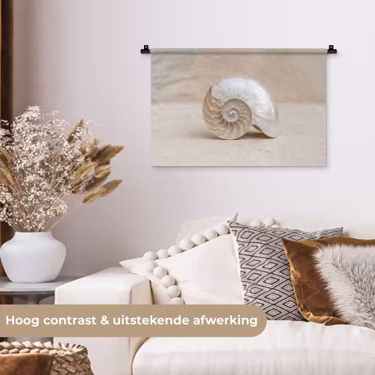 Schelp - Spiraal - Beige Wandkleed katoen klein -sfeer1