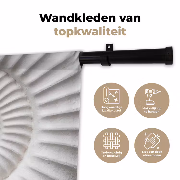 Schelp - Spiraal - Wit Wandkleed katoen klein -sfeer2