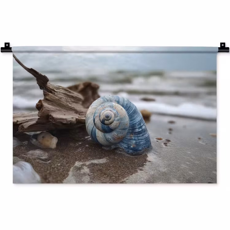 Schelp - Strand - Blauw - Zee Wandkleed katoen klein -zz3d