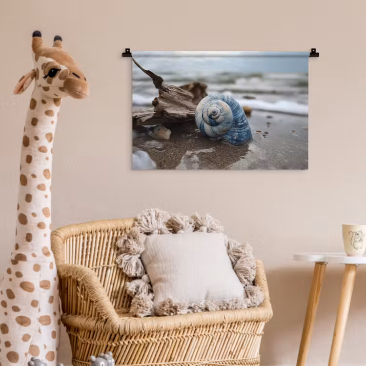 Schelp - Strand - Blauw - Zee Wandkleed katoen klein -wsfeer5_kind