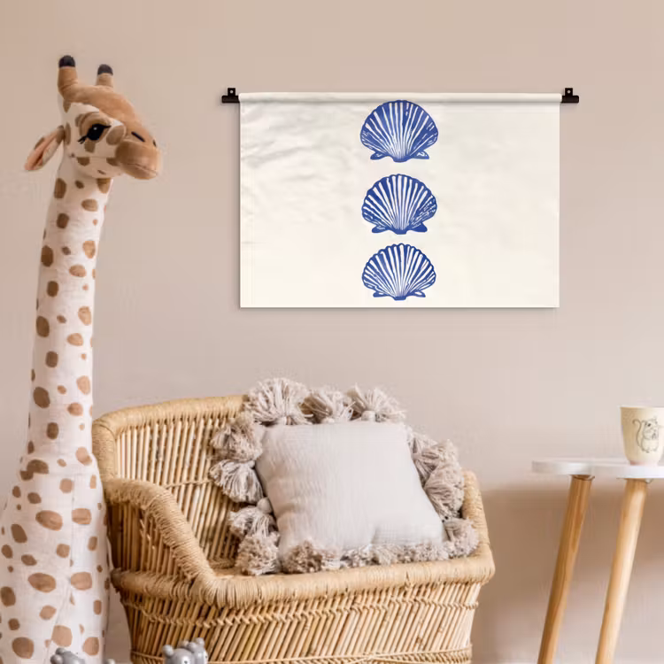 Schelpen - Blauw - Patroon Wandkleed katoen klein -wsfeer5_kind