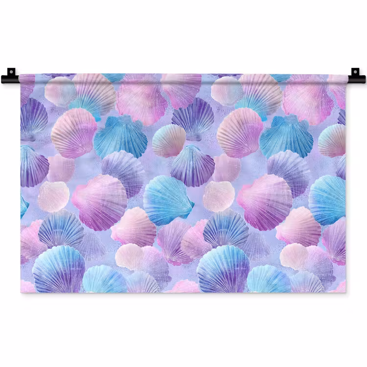 Schelpen - Paars - Blauw - Patroon Wandkleed katoen klein -zz3d