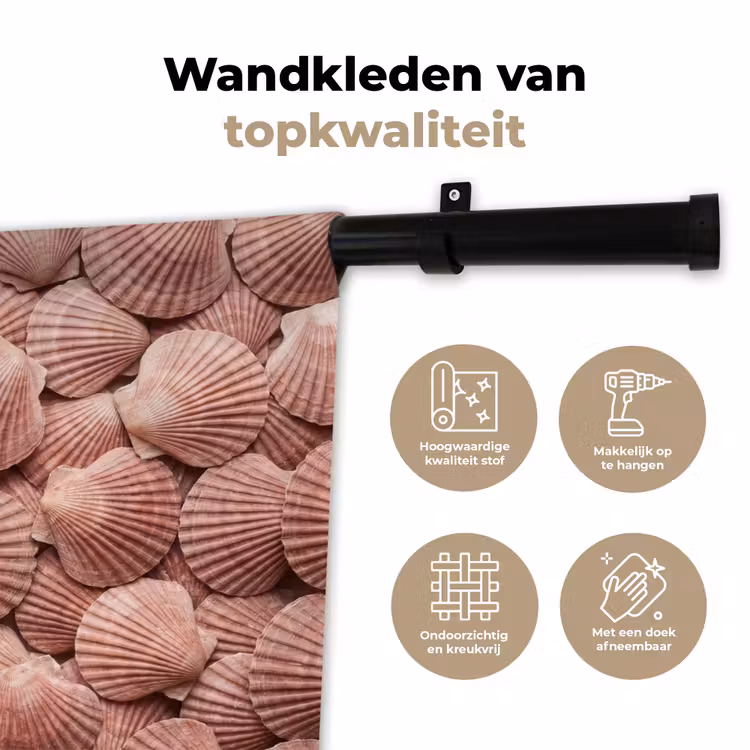 Schelpen - Patroon - Roze Wandkleed katoen klein -sfeer2