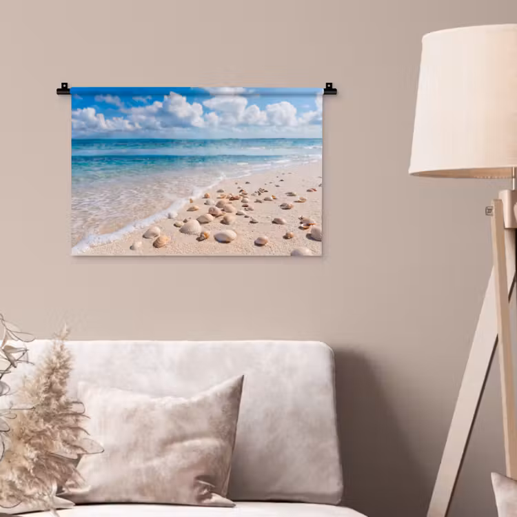 Schelpen - Strand - Natuur - Beige Wandkleed katoen klein -sfeer4