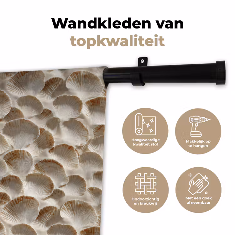 Schelpen - Waaiervorm - Wit Wandkleed katoen klein 269 -sfeer2