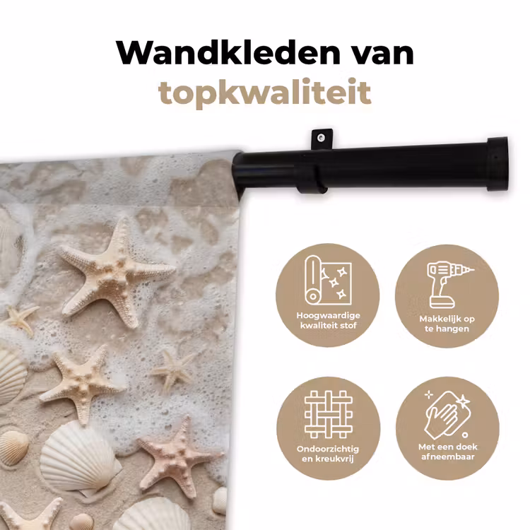 Schelpen - Zeesterren - Strand Wandkleed katoen klein -sfeer2