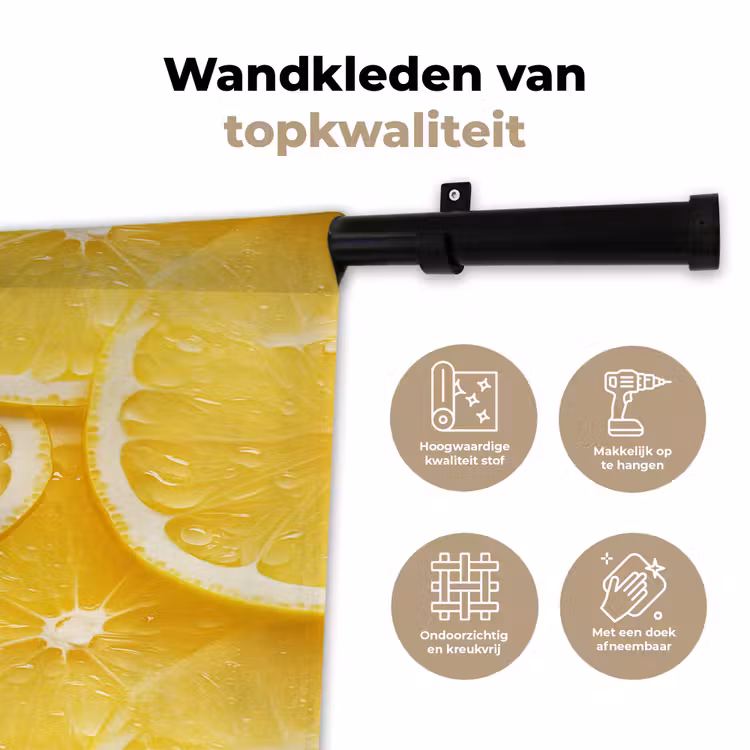 Schijfjes - Citroen - Sap Wandkleed katoen klein 269 -sfeer2