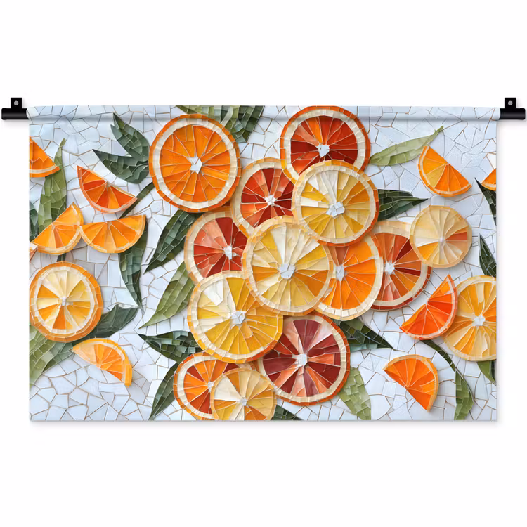 Schijfjes - Fruit - Oranje - Mozaïek Wandkleed katoen klein -zz3d