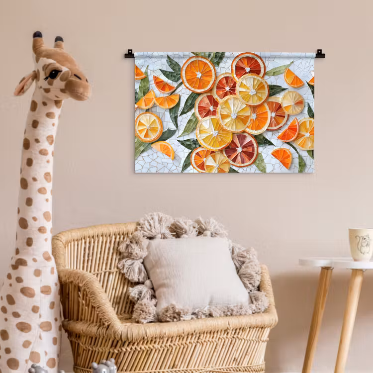 Schijfjes - Fruit - Oranje - Mozaïek Wandkleed katoen klein -wsfeer5_kind