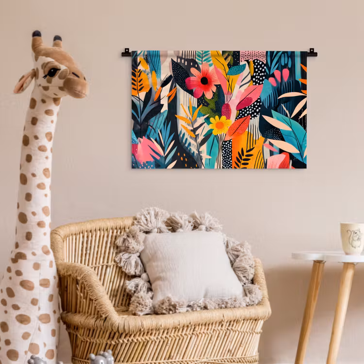 Schilderij - Abstract - Bloemen - Roze Wandkleed katoen klein -wsfeer5_kind