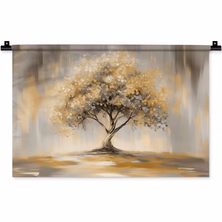 Schilderij - Boom - Abstract - Bladeren Wandkleed katoen klein -zz3d