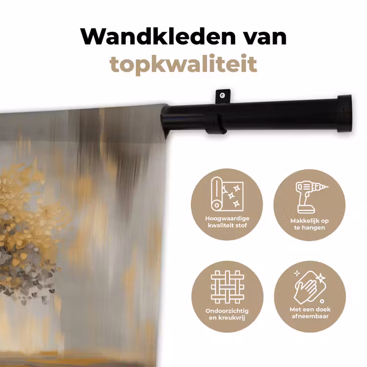 Schilderij - Boom - Abstract - Bladeren Wandkleed katoen klein -sfeer2