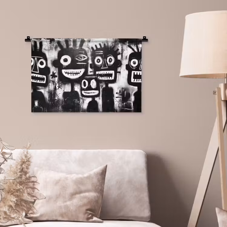 Schilderij - Figuren - Zwart - Abstract Wandkleed katoen klein -sfeer4