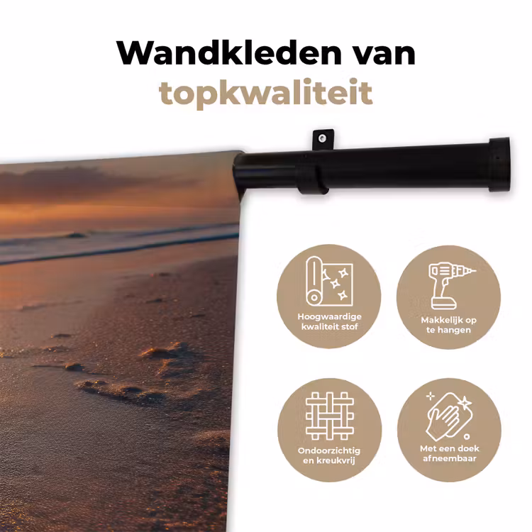 Schildpad - strand - Zonsondergang Wandkleed katoen klein -sfeer2