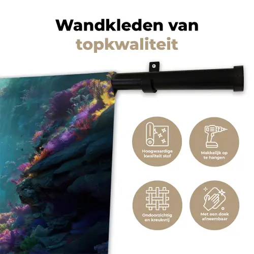 Schip - Hout - Koraalriffen - Zonlicht Wandkleed katoen klein -sfeer2