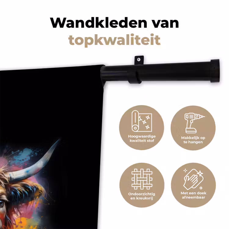 Schotse hooglander als graffiti art Wandkleed katoen klein -sfeer2