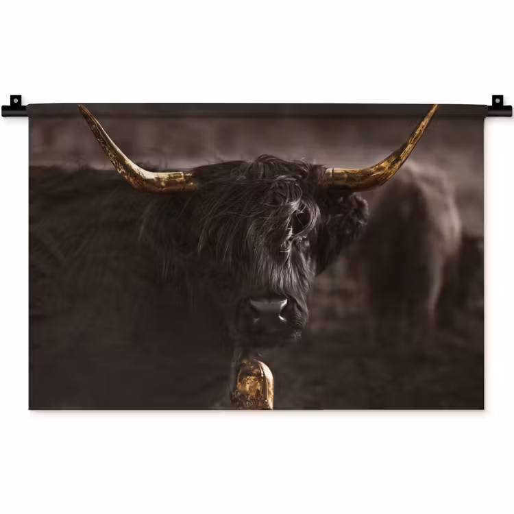 Schotse hooglander - Goud - Koebel - Hoorns - Dieren Wandkleed katoen klein -zz3d