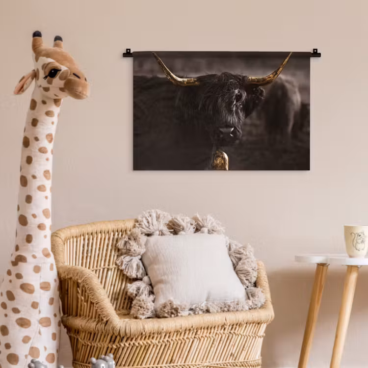 Schotse hooglander - Goud - Koebel - Hoorns - Dieren Wandkleed katoen klein -wsfeer5_kind