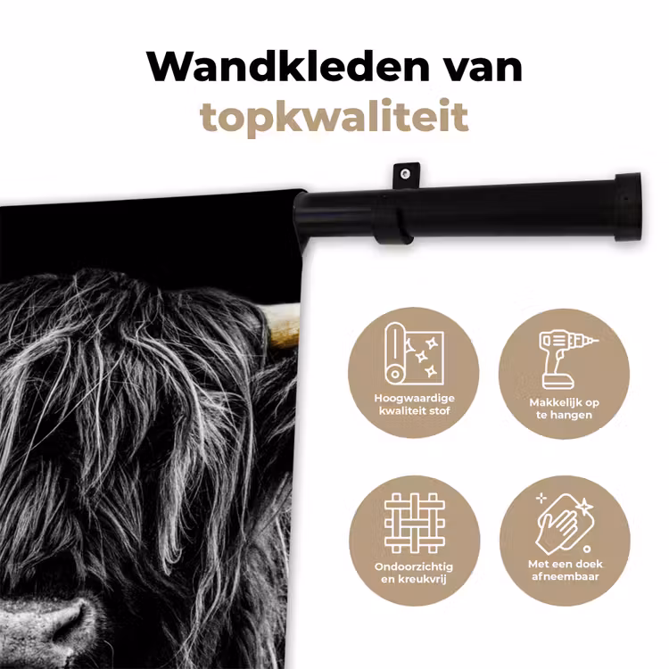 Schotse hooglander - Goud - Vacht - Dieren - Koe Wandkleed katoen klein -sfeer2