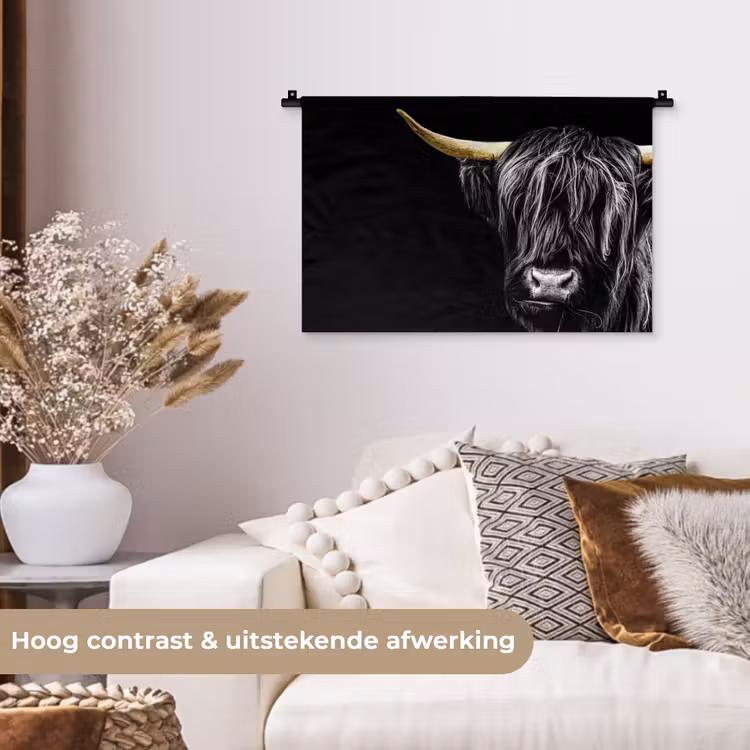 Schotse hooglander - Goud - Vacht - Dieren - Koe Wandkleed katoen klein -sfeer1