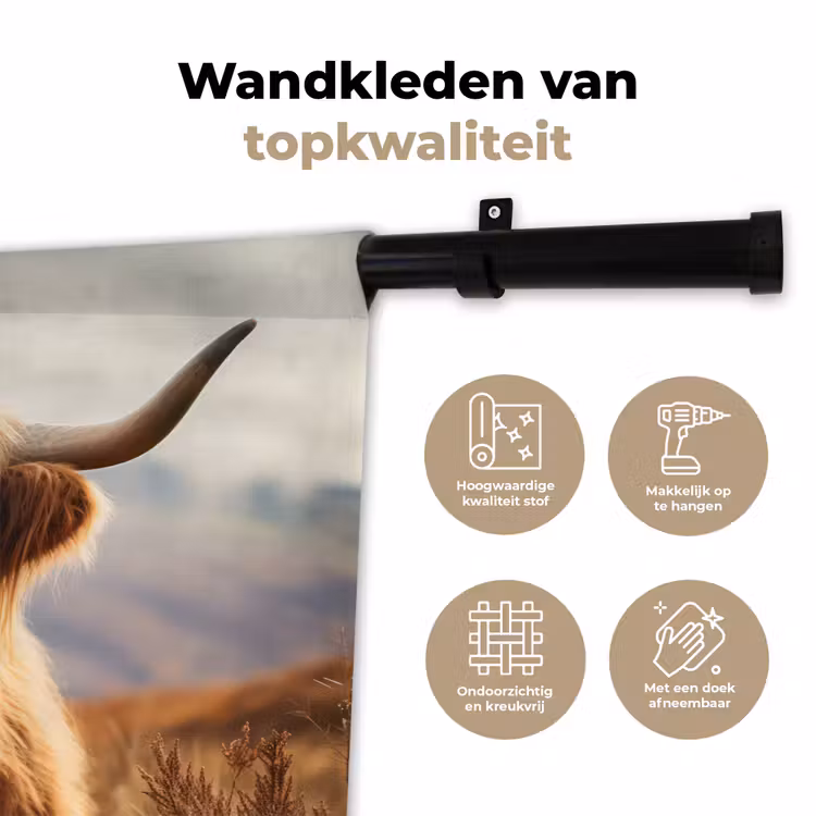 Schotse hooglander - Landschap - Dier Wandkleed katoen klein -sfeer2